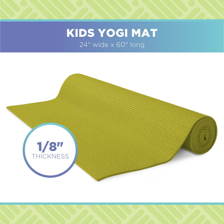 Bean Products Kids Size Sticky Yoga Mat | 3mm Thick (⅛”) x 60” L x 24” W |  Non-Toxic, SGS Certified | Non-Skid & Non-Slip Eco-Friendly Exercise or
