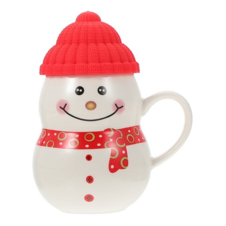 

1 Set Cartoon Snowman Mug with Lid Ceramic Water Cup Lovely Snowman Adornment