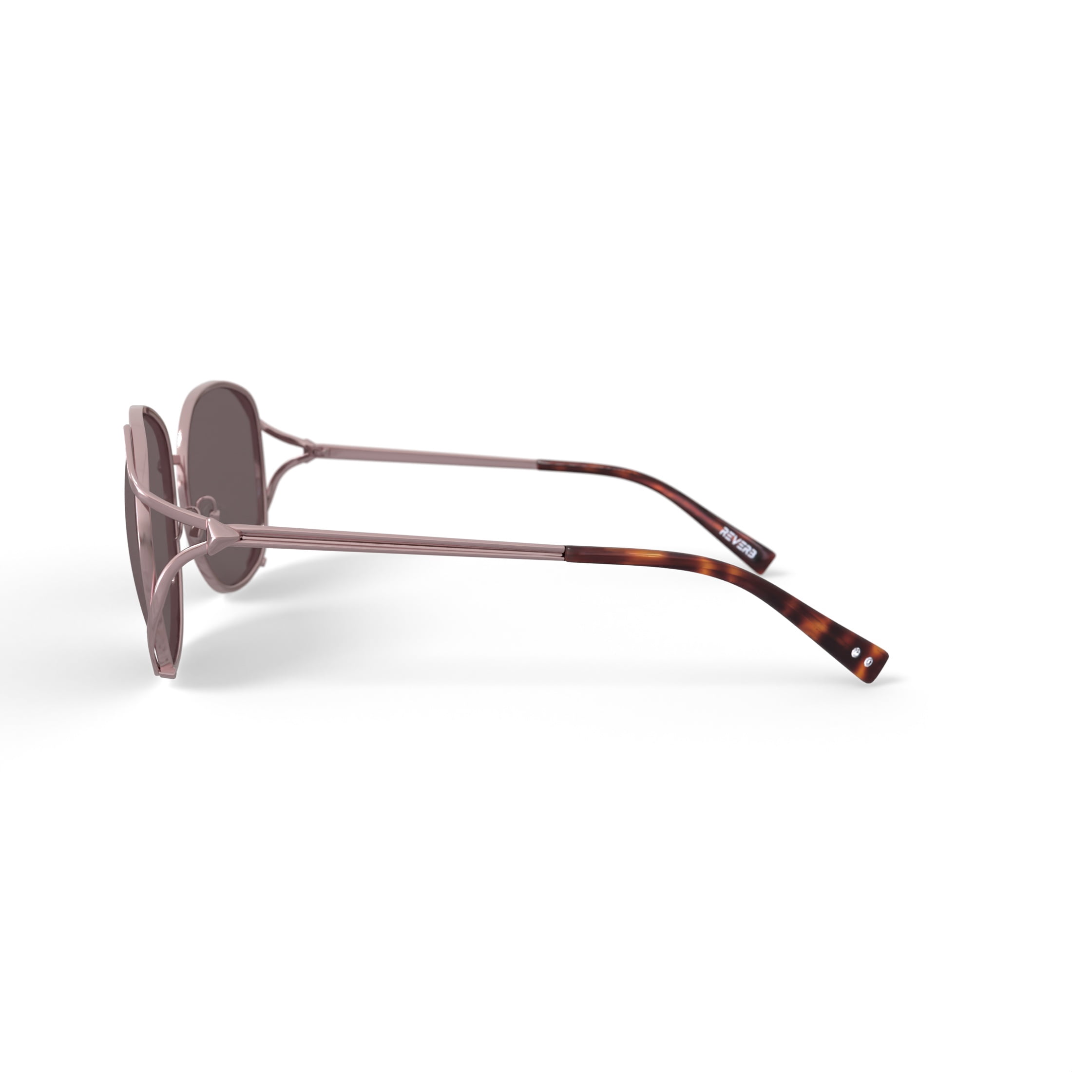 Reverb Women's Vented Square Prescription Fashion Sunglasses, RVLOS4000, Almond Brown, 61-16-140, with Case
