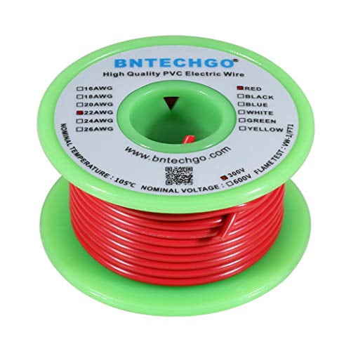 BNTECHGO 24 Gauge PVC 1007 Electric Wire Red and Black Each 50ft 24 AWG 1007 Hook Up Stranded Wire