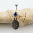 thumbnail image 3 of Belly Button Ring 14g Surgical Steel Dangling Tribal Etched Design CZ Jewels, 3 of 7