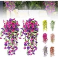 thumbnail image 1 of Flores Artificiales para Exteriores, Falsa Glorieta de la Mañana Flor Colgante Decorativa, 2 Piezas Plantas Falsos Realistas Petunias Vides Trepadoras, Decoración para Porche, Patio, 1 of 4