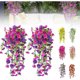 thumbnail image 1 of Flores Artificiales para Exteriores, Falsa Glorieta de la Mañana Flor Colgante Decorativa, 2 Piezas Plantas Falsos Realistas Petunias Vides Trepadoras, Decoración para Porche, Patio, 1 of 4
