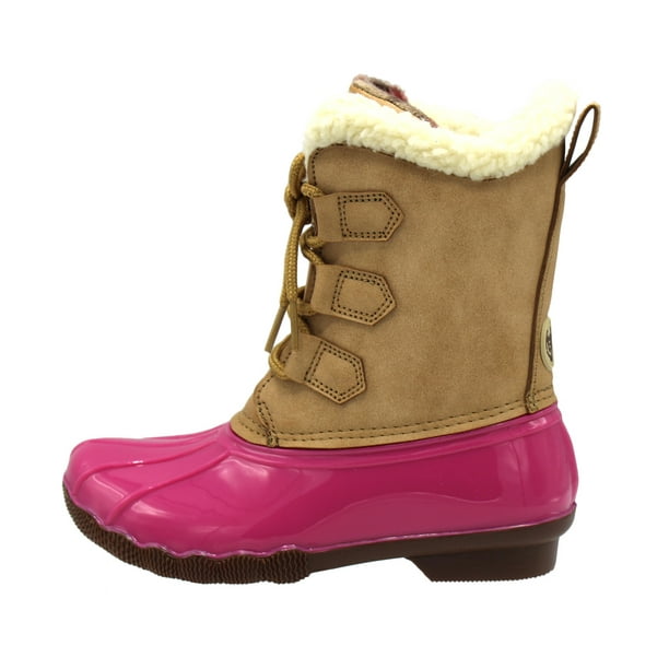 Duck Girls and Boys Lace Up Two Tone Combat Style Calf Rain Duck Boots ...