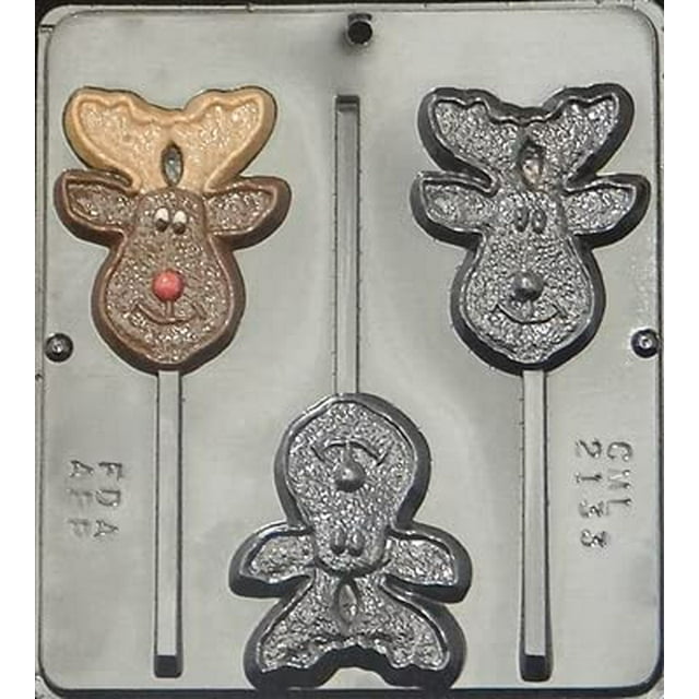 Candy Molds N More Happy Reno Alce Lollipop Chocolate Candy Mold Navidad 2133