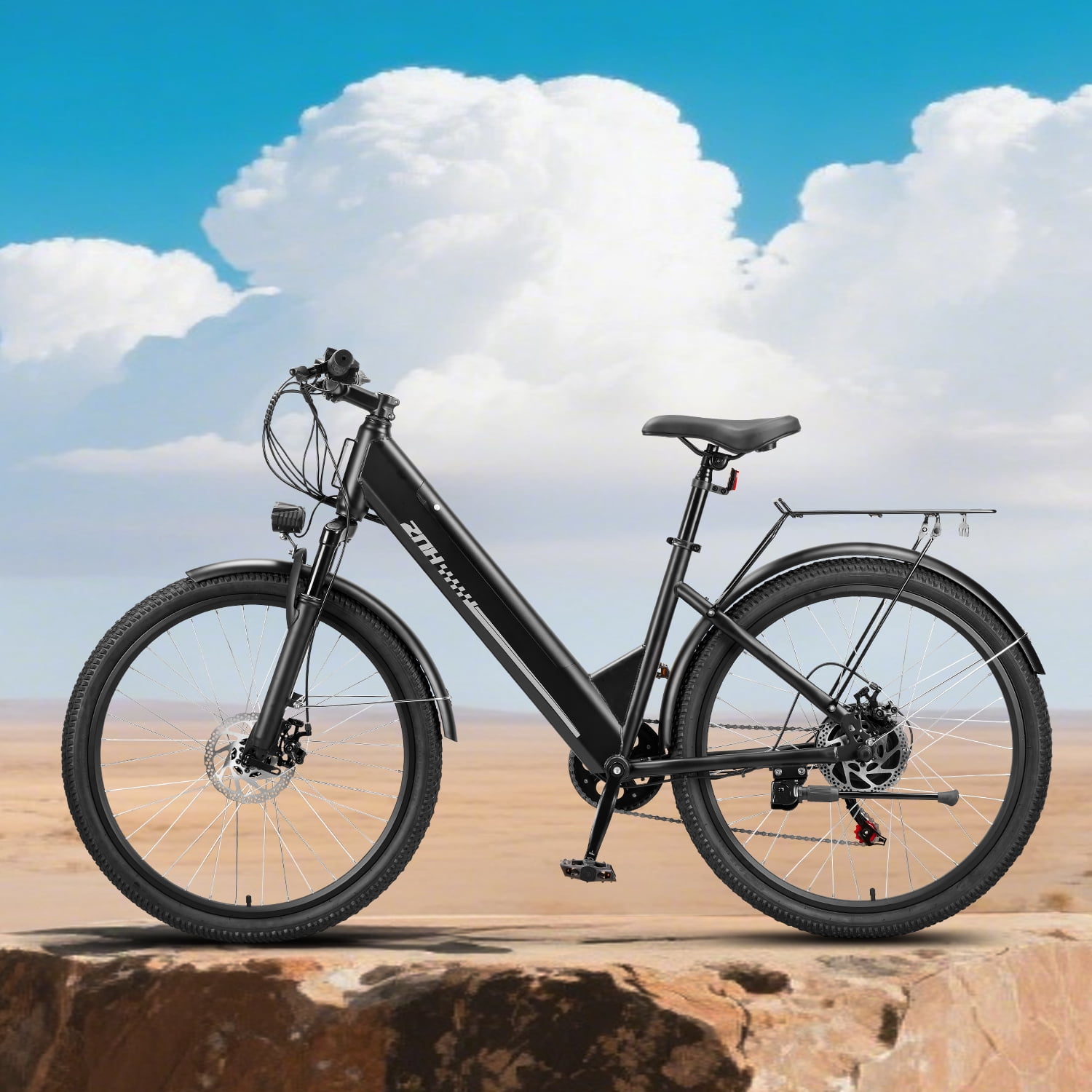 ZNH 26"Low Step Commuter Electric Bike for Adults|750W Powerful Motor Adult Electric Bicycles Max 20mph|48V 13Ah Removable Battery Women City Ebike|UL2849|Black