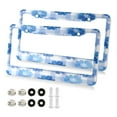 thumbnail image 2 of 2-Pack Aluminum License Plate Frame with 2 Holes for GM License Plate Cover with Free Screws Beautiful Blue Gardenias, 2 of 8