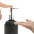 thumbnail image 3 of Unique Bargains 1 Pc Reusable Cylinder Frosted Soap Dispenser 13.53oz Black Silver Tone, 3 of 6