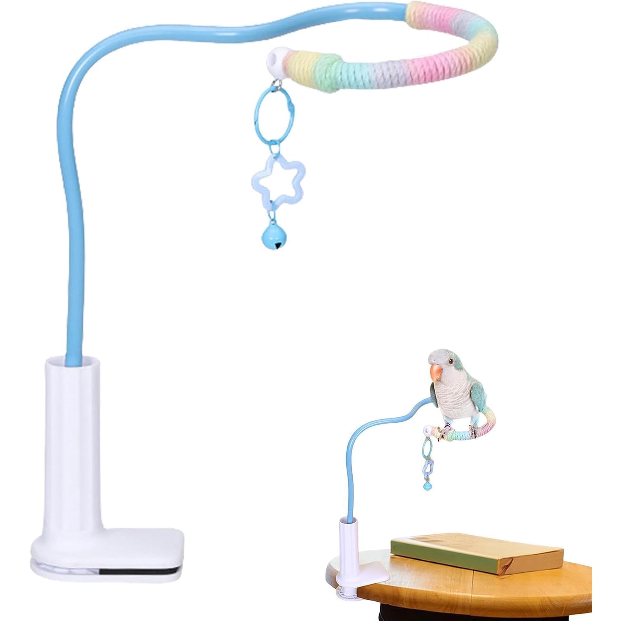 Bird Stand Non Slip, Colorful Bendable Cotton Rope Perch for Parrots, Cockatiels, Conures, Canaries & Lovebirds – Chewable, Fun, Cage Accessory