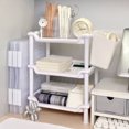 thumbnail image 2 of Estante de cocina y almacenamiento de maquillaje desmontable, multiusos para dormitorio, organizador de encimera de baño funcional de 3 niveles de color blanco, 2 of 7