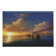 thumbnail image 1 of Landscape Cutting Board, Florida Keys Old Bridge Sunset at Bahia Honda Park USA Cloudscape Picture Print, Decorative Tempered Glass Cutting and Serving Board, Large Size, Orange Blue, by Ambesonne, 1 of 1