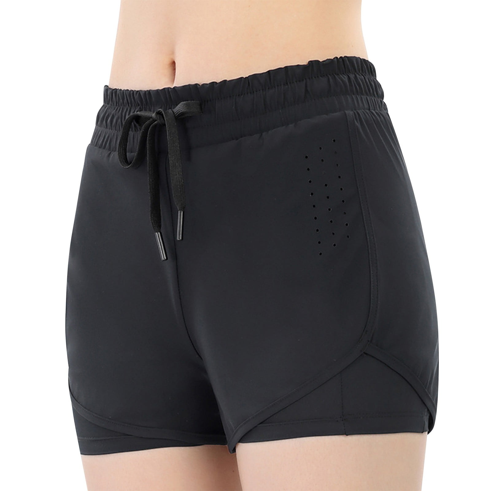 Puawkoer Women's Workout Shorts Double Layer Running Gym Yoga Athetic