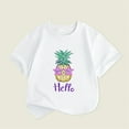 thumbnail image 3 of Beach Shirt for Little Children Boys Girls Big Kids Hello Pineapple Cartoon Print Tops Short Sleeve Black, 3 of 3