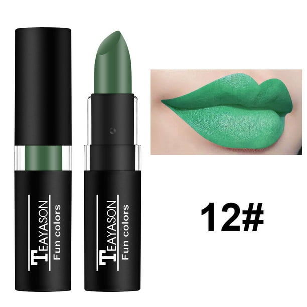 Lápiz labial de 12 colores resistente al agua cosmético de larga duración negro azul púrpura verde mate maquillaje brillo de labios maquillaje lápiz labial rojo