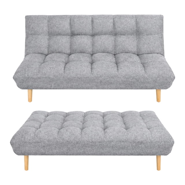 Sofa Cama Matrimonial Reclinable Acolchado 3 Plazas Moderno gris