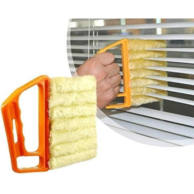 Juego de limpiador de persianas ergonómico, 2 piezas de plumero de fibra ultrafina de 7 rodillos, fundas de microfibra extraíbles y lavables para una limpieza eficiente de persianas, conductos de