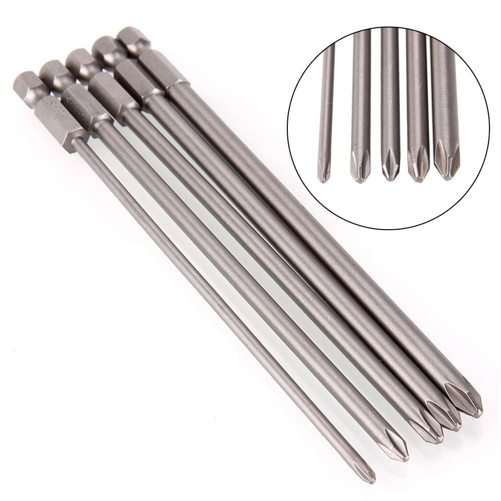 150-200mm Philips Magnetic Screwdriver Drill Bits PH0-PH2 Extra Long 1/4" Hex S2