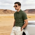 thumbnail image 6 of Mens Polo Shirt Quick Dry Short Sleeve Golf Business Casual Top Breathable Pique Knit T-Shirt for Sports Work Out Summer Army Green L, 6 of 7