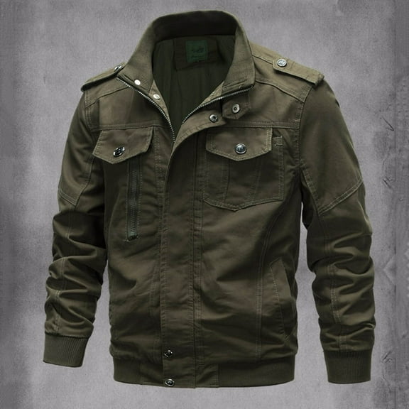 Dtydtpe 2024 Clearance Sales, Jacket Men, Men's Autumn Winter Military Clothing Zipper Pocket Loose Breathable Coat Jackets for Men