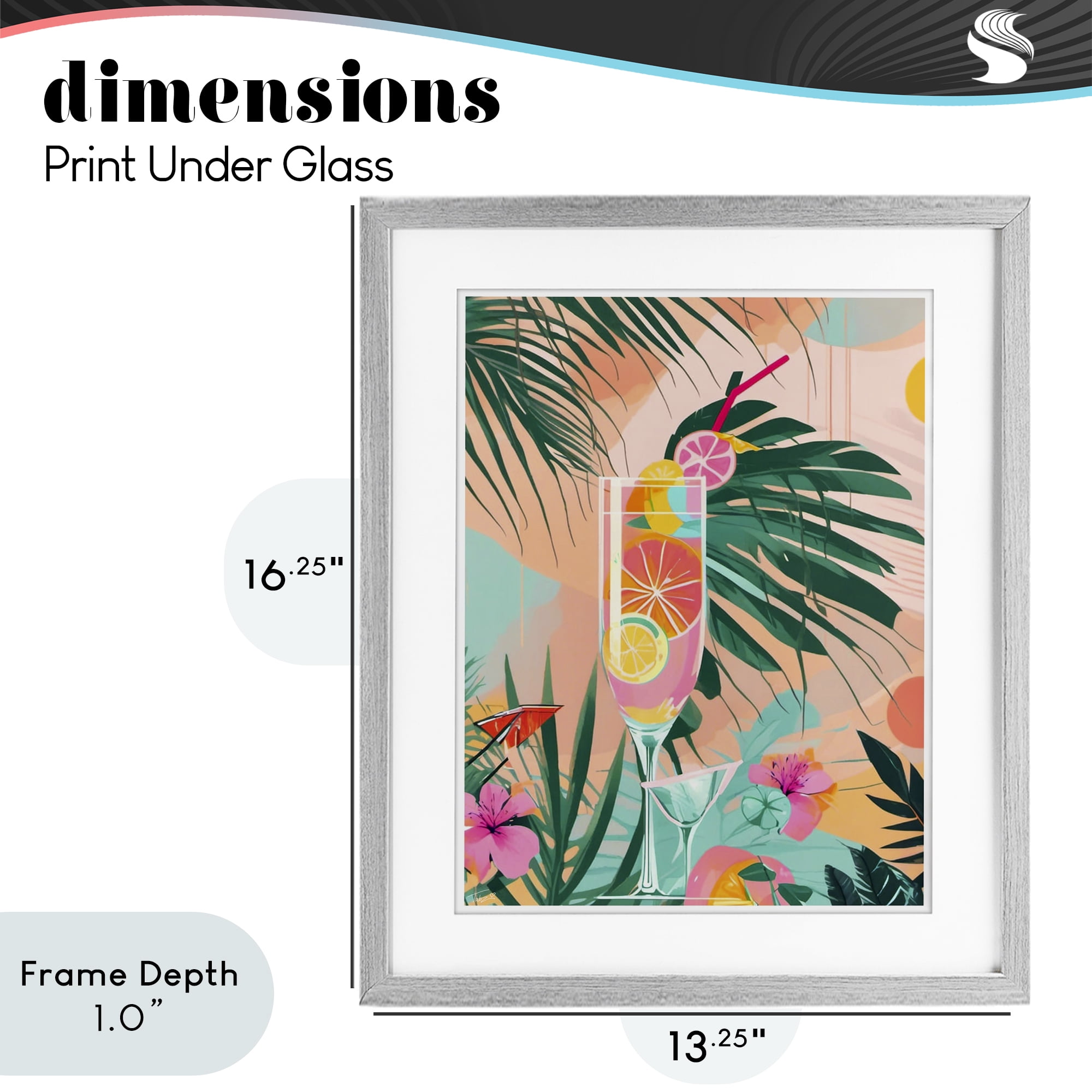 Stupell Industries Jungle Lemonade Cocktail Gray Framed Print Under Glass, design by Tabz Jones
