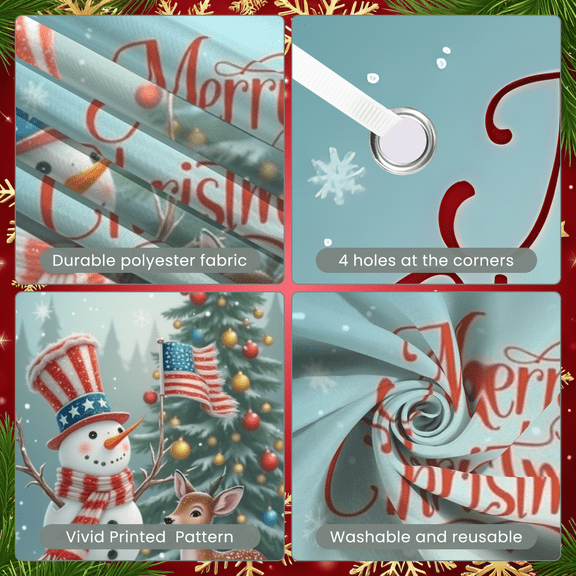 Decorative Design Merry Christmas Banner Festive Decoration Snowman Scene Christmas Tree Snowflakes for Holiday Party Indoor Celebration Winter Decor