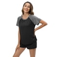 thumbnail image 2 of WBQ Womens Short Sleeve Pajama Set 2 Piece Outfits Crewneck Top and Shorts Soft Comfy Loungewear Sleepwear, 2 of 8