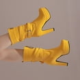 thumbnail image 5 of Yellow Womens Round Toe Boots With Front Zipper And High Heel For Winter Casual And Everyday Use, 5 of 5