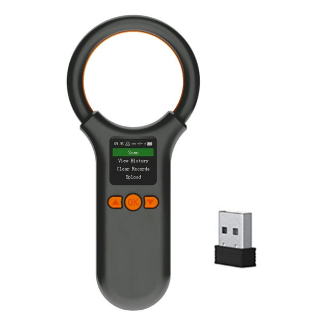 TFixol W91A Bluetooth Animal Tag Scanner with 1.44" Display, 2.4G+USB, 500 Tag Storage, Fast Recognition, Built-in Lithium Battery, Black