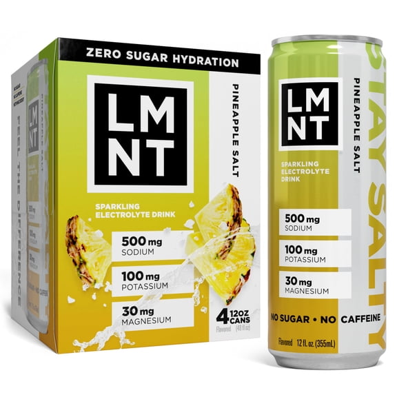 LMNT Sparkling Pineapple Salt 12oz, 4 Pack