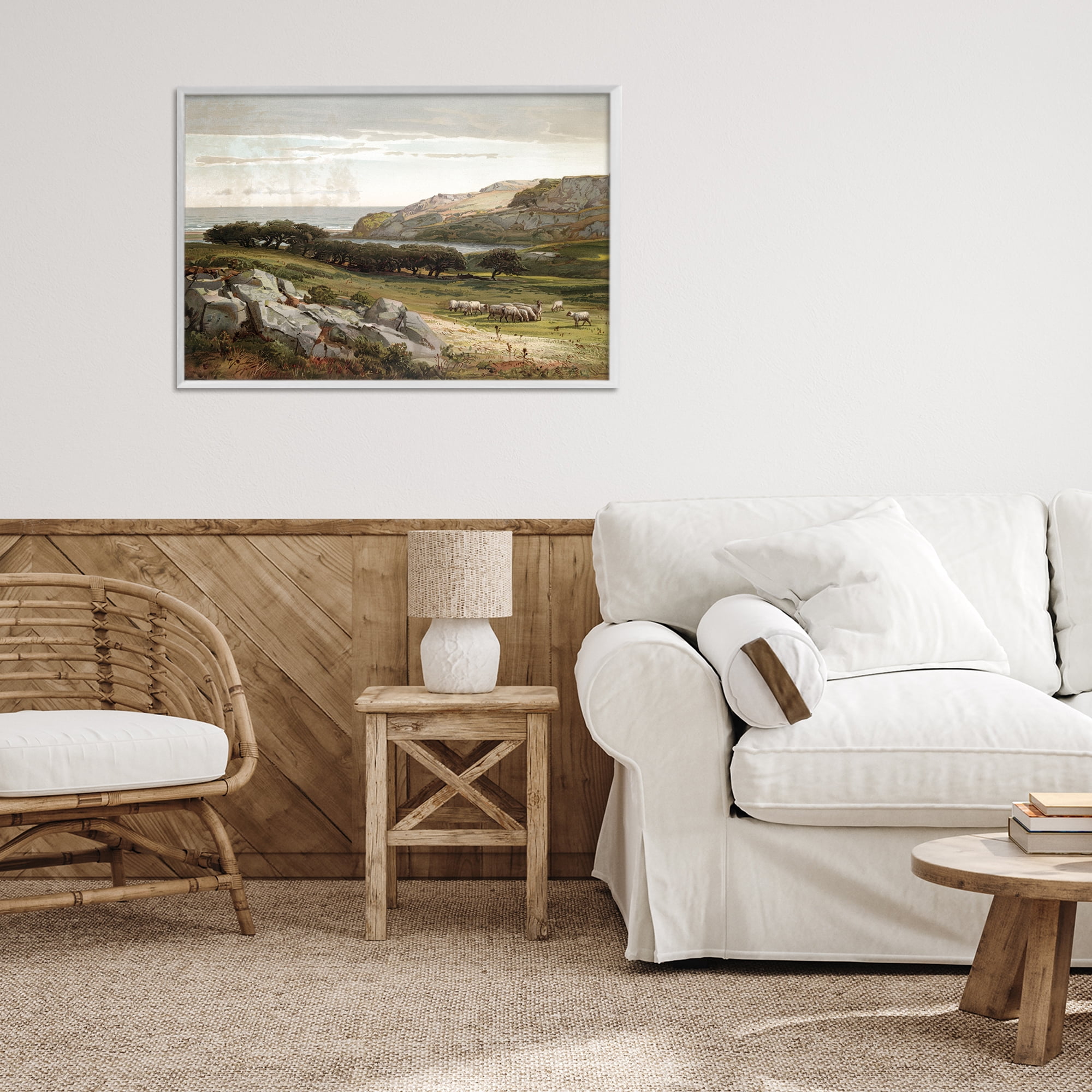 Stupell Industries Sheep in Passionate Landscape White Framed Giclee Art, design by Lula Bijoux & co.