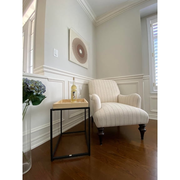 SEAT4U Reed Side Table, Nigh Table, End Table with Oak Wood Tray Top and Black Matte Finish Metal Frame