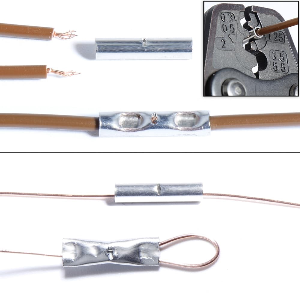 Non Insulated Butt Connectors Kit Wiring Pure Copper AWG24-8 Wire Crimp