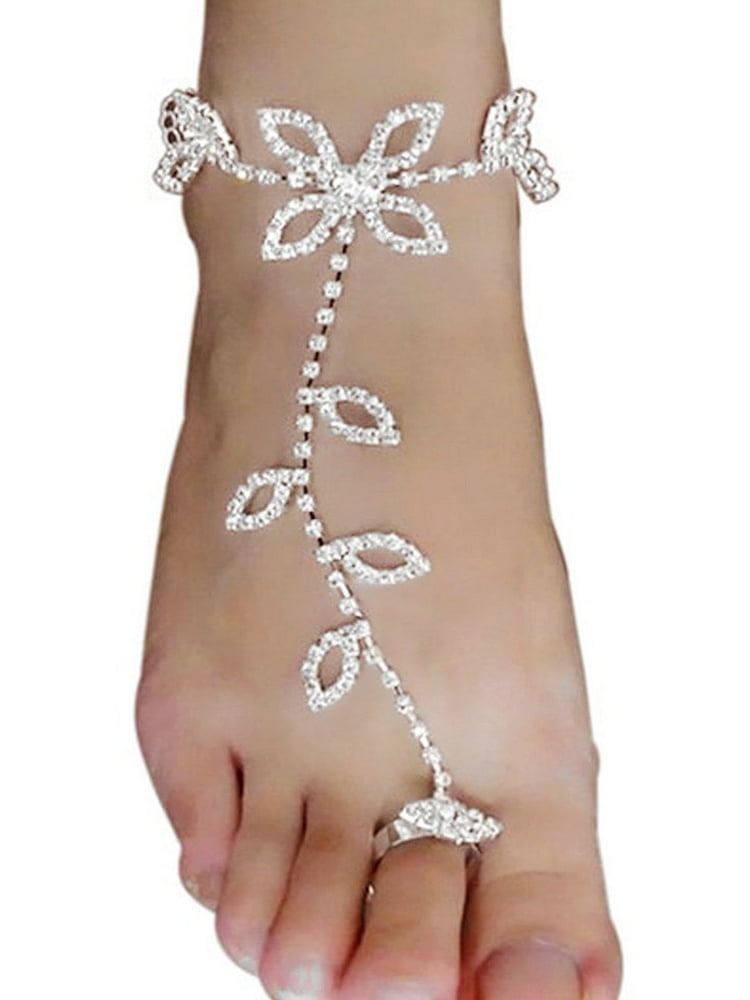 Finance Plan Women Shiny Rhinestone Anklet Foot Chain Ankle Bracelet Barefoot Jewelry Gift