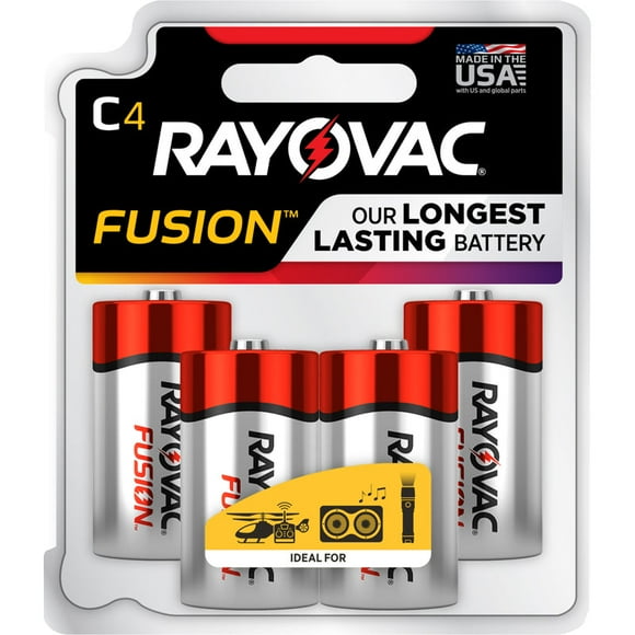 Batería alcalina Rayovac Fusion C, paquete de 4, cardada