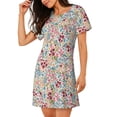 thumbnail image 2 of Easygdp Trendy Floral Design Camisón de manga corta para mujer, informal, estampado, 2 of 6