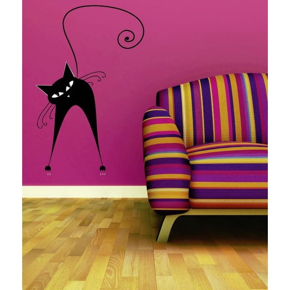 Silly Crazy Cat Silhouette Peel & Stick Sticker Vinyl Wall Decal 20x30 Inches