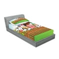 thumbnail image 2 of Ambesonne Cartoon Fitted Sheet & Pillow Sham Set, Farm Animals Mascots, Twinxl, Multicolor, 2 of 2