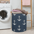 thumbnail image 2 of Qzaxky Nautical Navy Blue Anchor Laundry Basket Organizer Foldable Tall Large Laundry Basket Collapsible Folding Laundry Basket Dirty Clothes Fabric, 2 of 7
