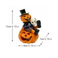 thumbnail image 2 of Tanglewen Vintage Halloween Decorations Indoor - 4.7" Resin Skeleton Gentleman & Pumpkin Monster Figurine with Flickering Pumpkin Lights - Halloween Table Decor Ornaments Gifts(B), 2 of 2