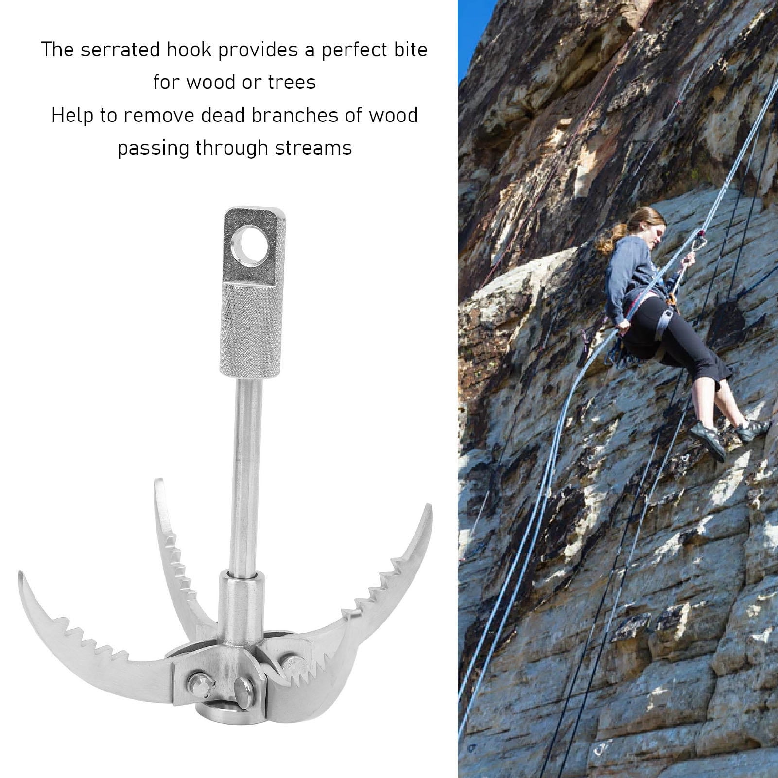 LAZIOEGR Compact 4‑Claw Stainless Steel Folding Grappling Hook – Durable Outdoor Survival Gear for Hiking, Camping, Climbing, Rescue & Exploration