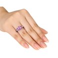 thumbnail image 3 of 5.00 Carat (ctw) Lab-Created Pink Sapphire Three-stone Ring in Sterling Silver, 3 of 4