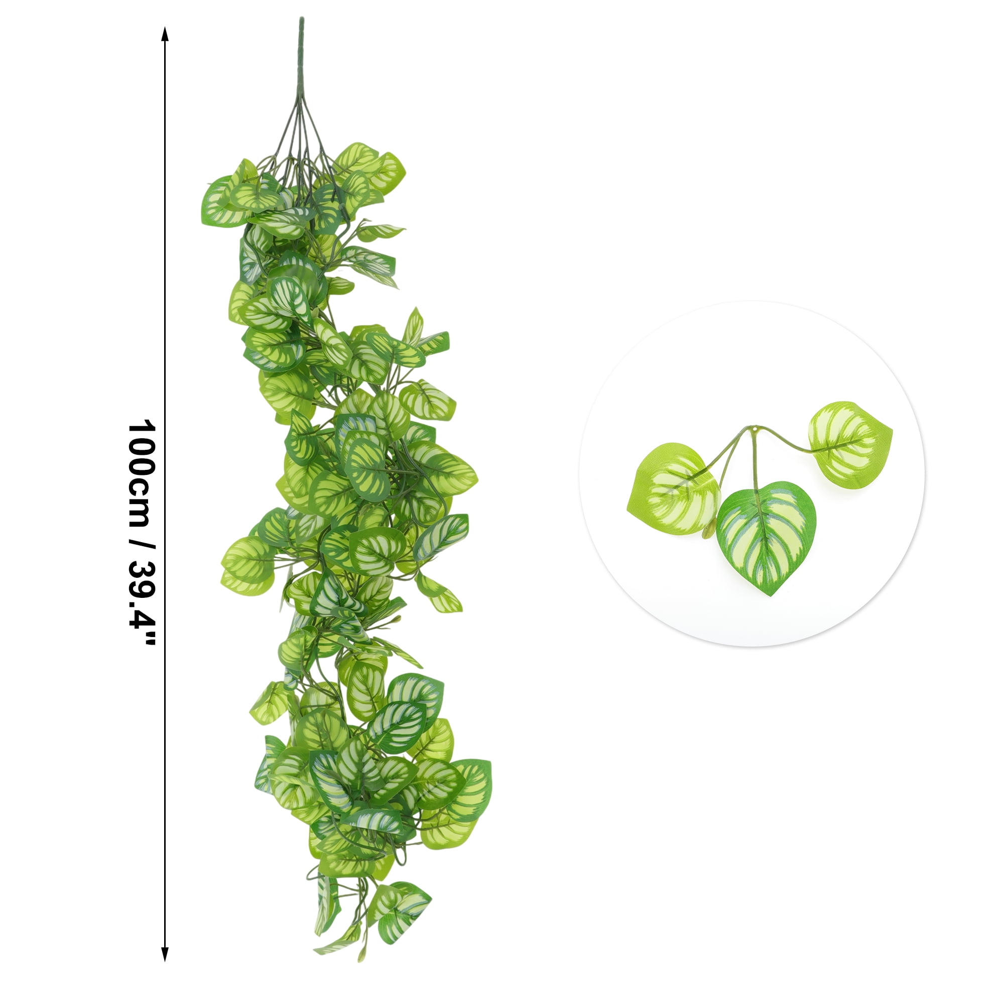Unique Bargains 2pcs Fake Vines 39.37" Faux Greenery Leaves for Home Decor