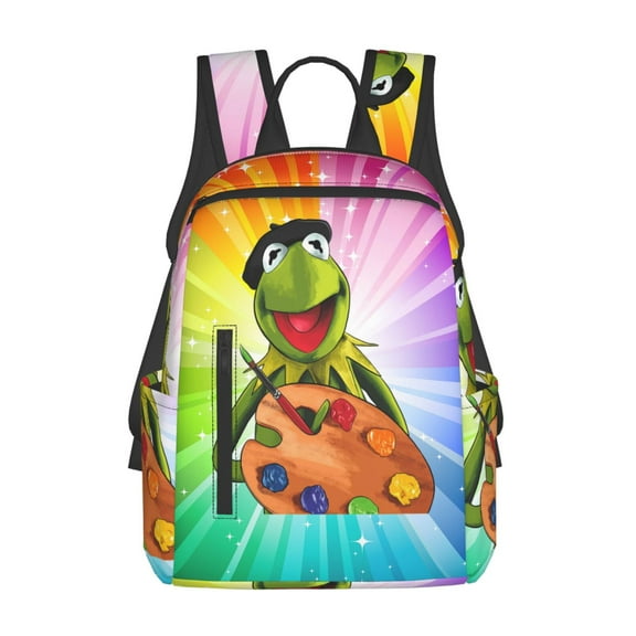 14.7in Ke-Rmit The Fro Backpack Cute Cartoon Lightweight Backpacks Portable Outdoor Travel