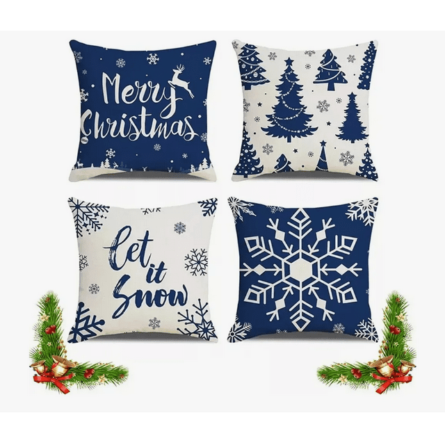 4 Pzs Fundas Navideñas Cojines Decorativos Navideños Cojines