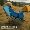 thumbnail image 6 of MOPHOTO Blue Oversized Rocking Camping Chair Support 400 lbs, Full Padded Patio Chair with Cup Holder, Side Pocket and Carry Bag, Portable Foldable Outdoor Rocker Chair for Camping, Backyard, 6 of 8
