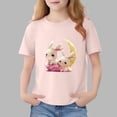 thumbnail image 1 of Blusas y camisas de manga corta con cuello redondo para niños Camiseta de verano de manga corta estampada para niñas Jersey elegante de cuello redondo para niños Top de algodón, 1 of 6