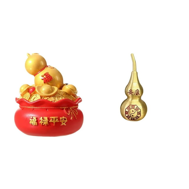 Estatua de calabaza, escultura de escritorio, adorno de cobre, figura de latón, artesanía de resina única, adecuada para regalar, decoración del hogar