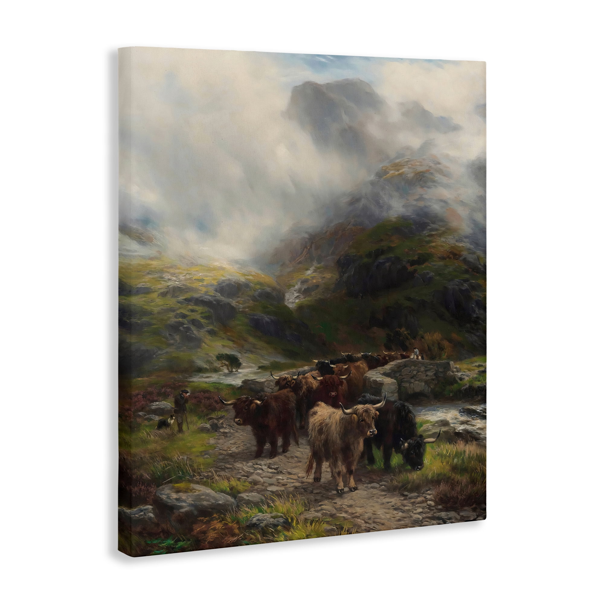 Stupell Industries Moody Highland Cows Herd Canvas Wall Art, design by Arlington Prints
