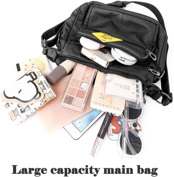 Tote Bags Crossbody for Women, Shoulder Purse Soft Leather Handbags Lightweight with Zip Closure Working Trave