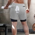 thumbnail image 5 of ilfioreemio Men's 2 in 1 Running Shorts Quick Dry Athletic Shorts with Liner, Workout Shorts with Zip Pockets and Towel Loop, 5 of 7